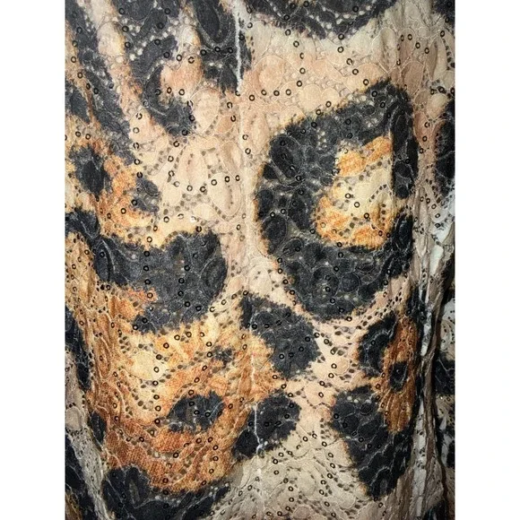 Leopard Lace Jacket Artsy Hippie Boho XL Sequins Animal Print Blazer Origami - Picture 4 of 16